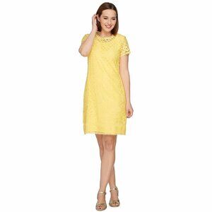 Isaac Mizrahi Dress Womens Size XXS YELLOW Crochet Lace Dress Barbiecore NWOT